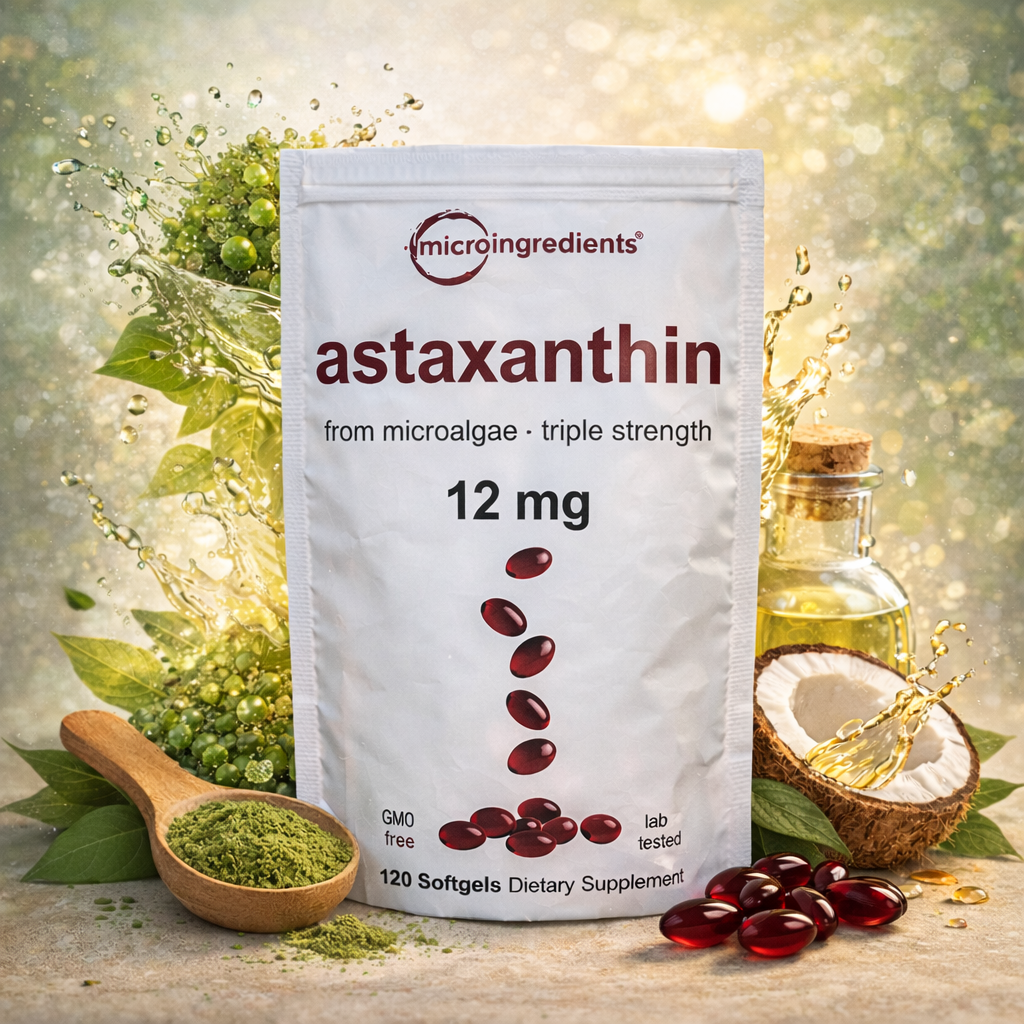 Astaxanthin 12 mg de Microingredients® Cuida tu piel, ojos y células desde hoy con protección antioxidante avanzada