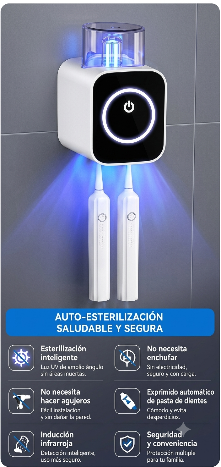 🦷 ESTERILIZADOR UV PARA CEPILLOS DE DIENTES | Higiene Inteligente para Toda la Familia