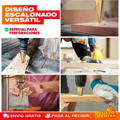 ¡ÚLTIMAS UNIDADES!! 🔩SET DE 6 BROCAS ESCALONADAS DE TITANIO - ENVÍO GRATIS