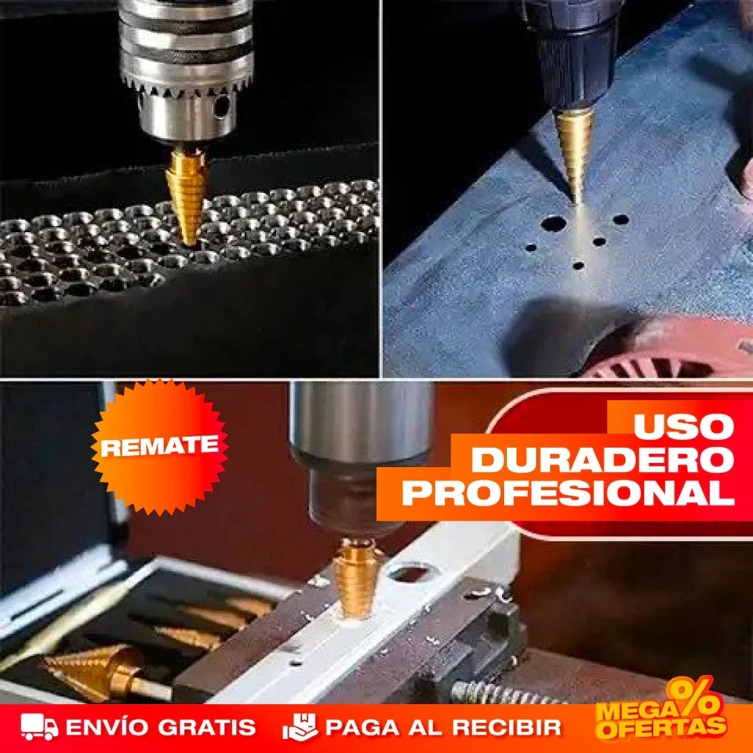 ¡ÚLTIMAS UNIDADES!! 🔩SET DE 6 BROCAS ESCALONADAS DE TITANIO - ENVÍO GRATIS