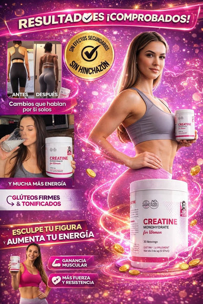 Creatine Monohydrate for Women™ – 5000 mg de Creatina con Colágeno y BCAA para Fuerza, Tonificación y Recuperación