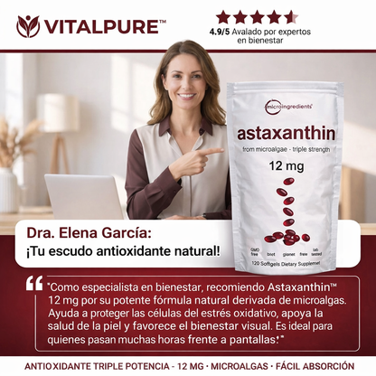 Astaxanthin 12 mg de Microingredients®  Cuida tu piel, ojos y células desde hoy con protección antioxidante avanzada
