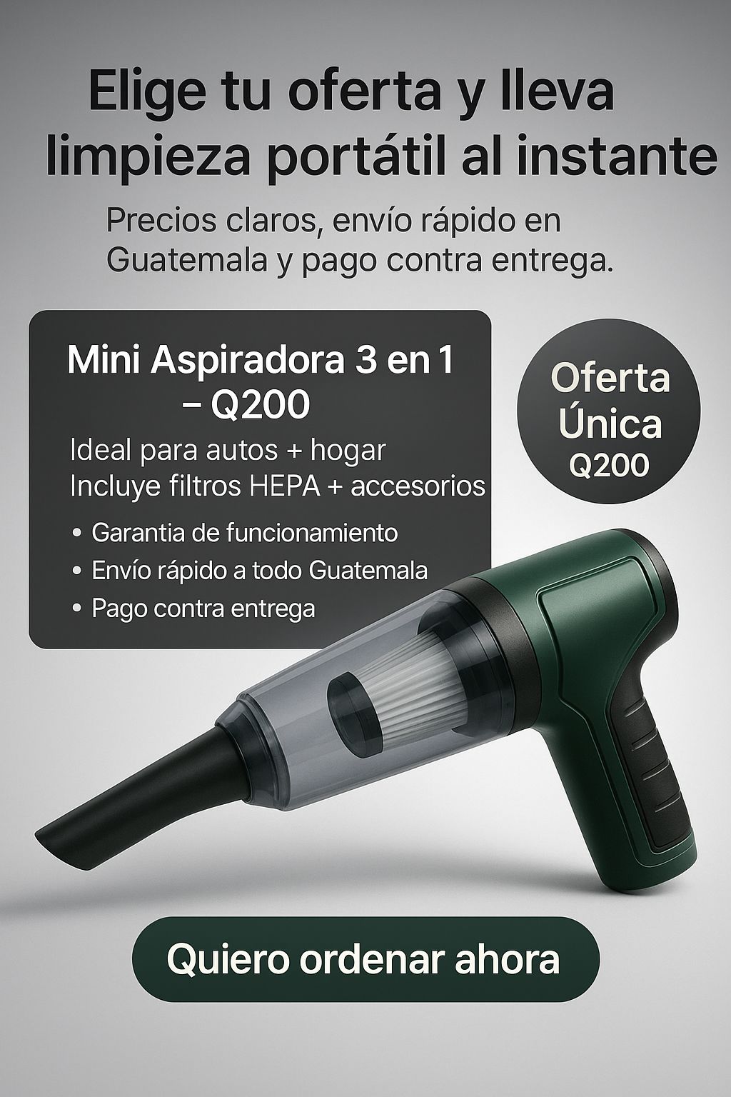 MINI ASPIRADORA PORTÁTIL™ 3 EN 1 USB + ENVÍO GRATIS
