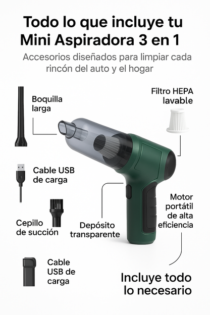 MINI ASPIRADORA PORTÁTIL™ 3 EN 1 USB + ENVÍO GRATIS