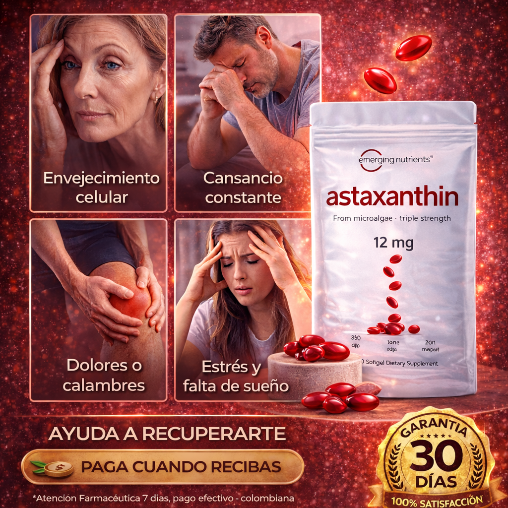 Astaxanthin 12 mg de Microingredients®  Cuida tu piel, ojos y células desde hoy con protección antioxidante avanzada