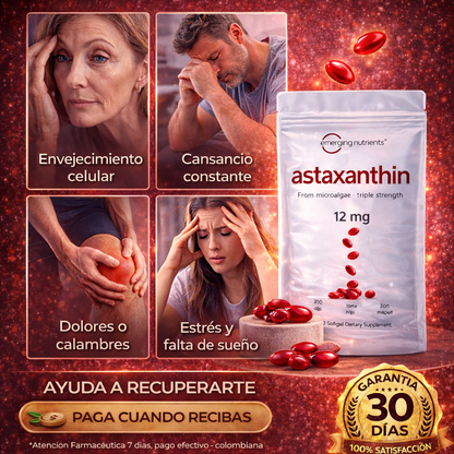 Astaxanthin 12 mg de Microingredients®  Cuida tu piel, ojos y células desde hoy con protección antioxidante avanzada