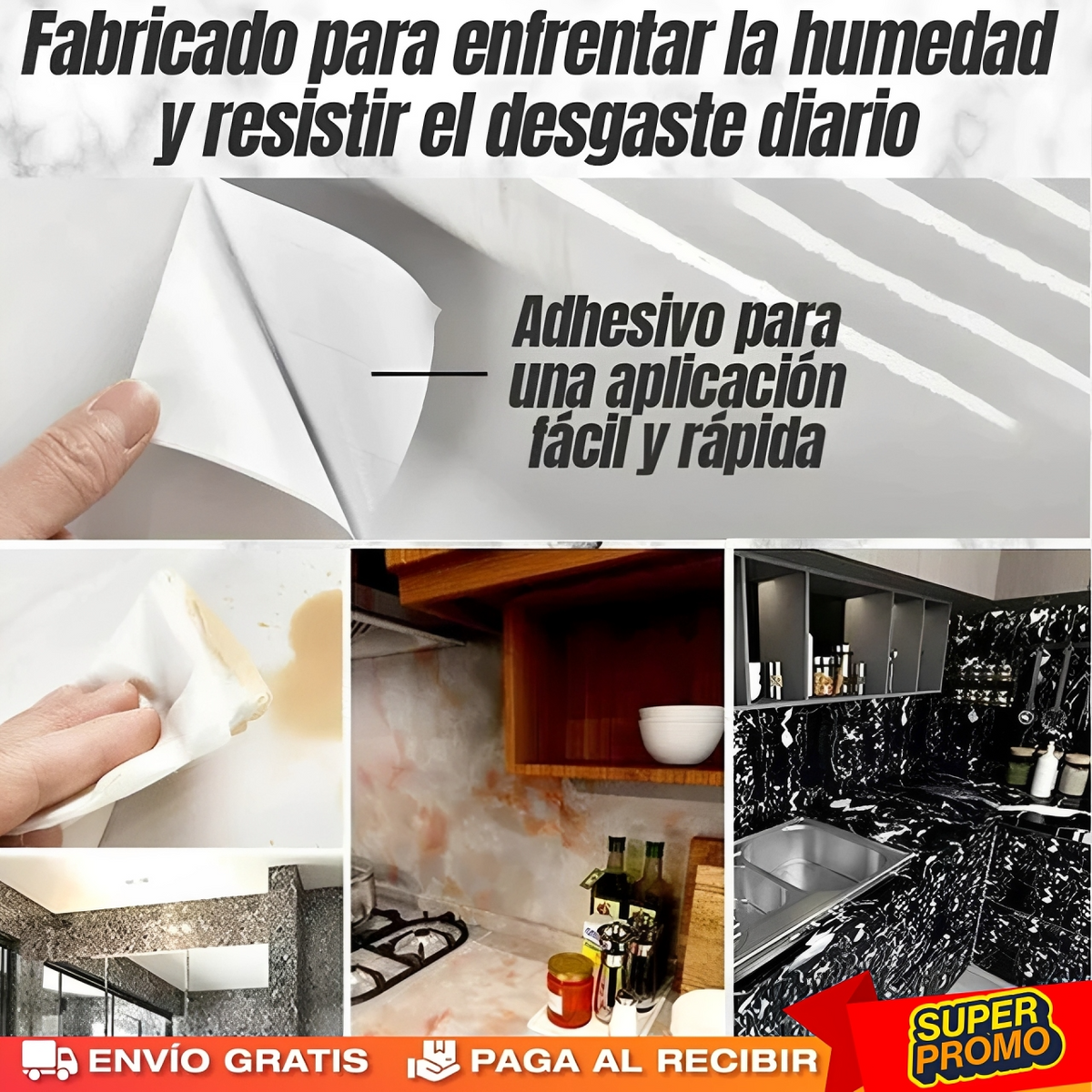 ¡Papel Autoadhesivo Mármol — 3M Largo x 1.5 M Ancho! (Pack 2x1)