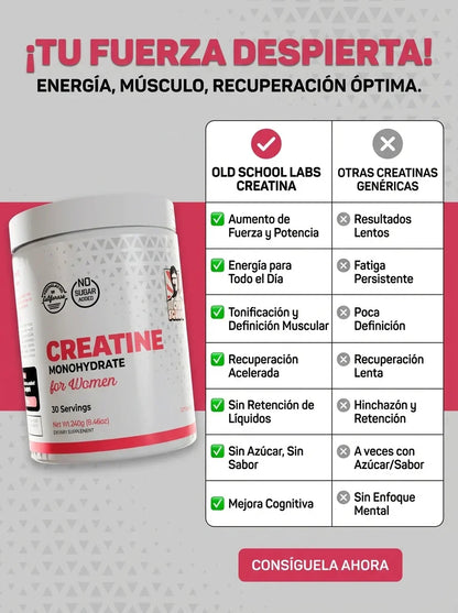 Creatine Monohydrate for Women™ – 5000 mg de Creatina con Colágeno y BCAA para Fuerza, Tonificación y Recuperación