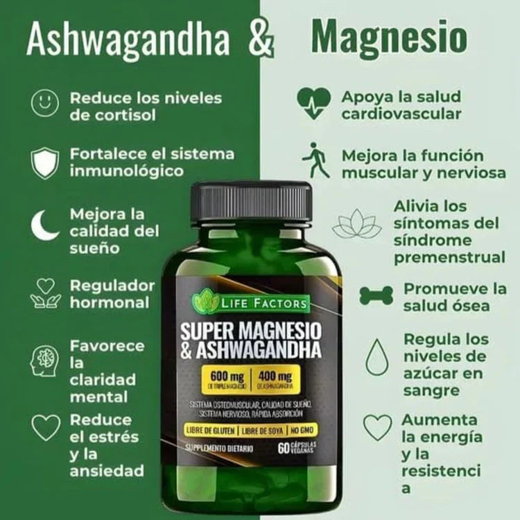 🍃 SUPER MAGNESIO & ASHWAGANDHA 60 CAPS ORIGINAL